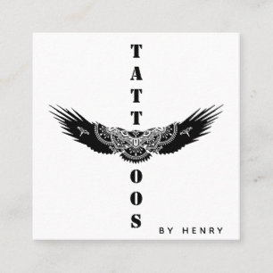 Eagle Bird Tattoo Artist Minimalist Fyrkantigt Visitkort