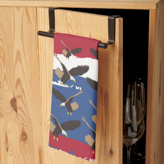 Eagle Bird USA Patriotic American Flagga Kökshandduk (Thirds Fold)
