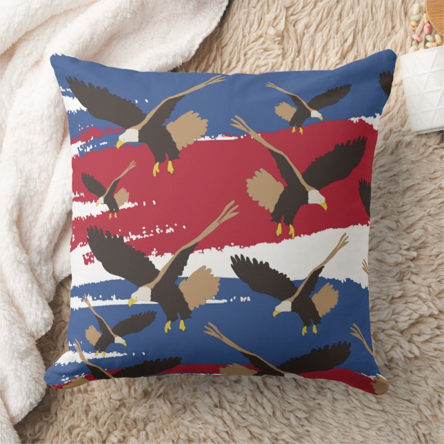 Eagle Bird USA Patriotic American Flagga Kudde (Filt)