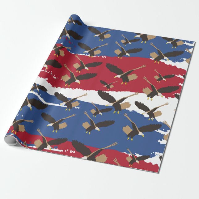 Eagle Bird USA Patriotic American Flagga Presentpapper (Utrullad)