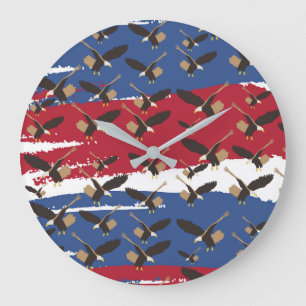 Eagle Bird USA Patriotic American Flagga Stor Klocka