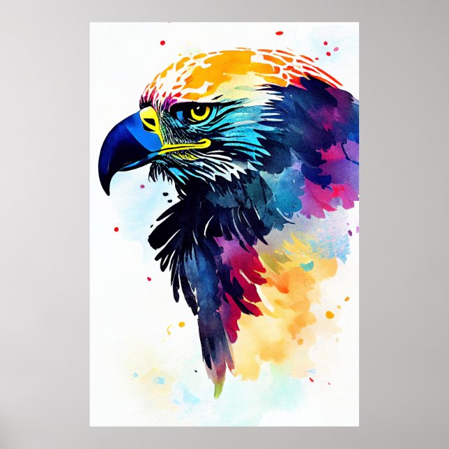 Eagle Bird Vild Natur Animal Färg Art Painting Poster (Framsidan)