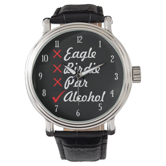 Eagle Birdie Par Alcohol Humor Armbandsur (Framsida)