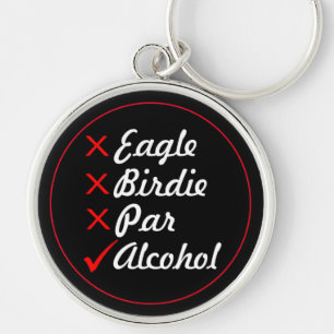 Eagle Birdie Par Alcohol Humor Rund Silverfärgad Nyckelring