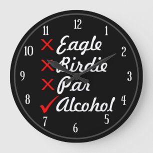Eagle Birdie Par Alcohol Humor Stor Klocka