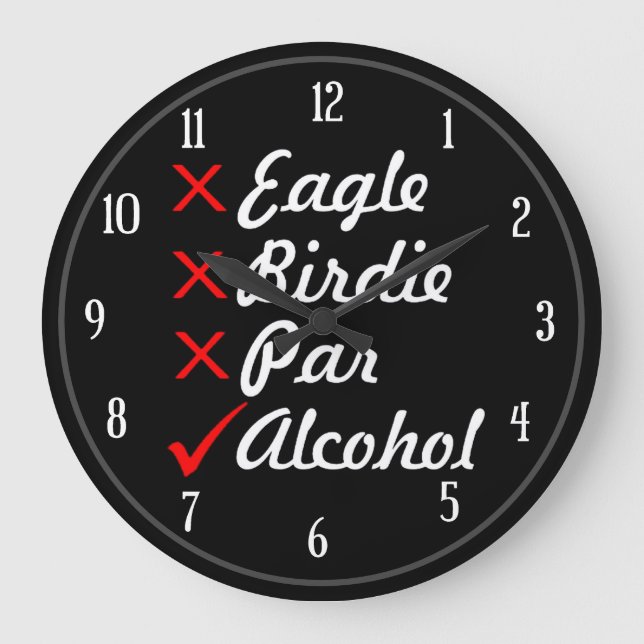 Eagle Birdie Par Alcohol Humor Stor Klocka (Framsida)