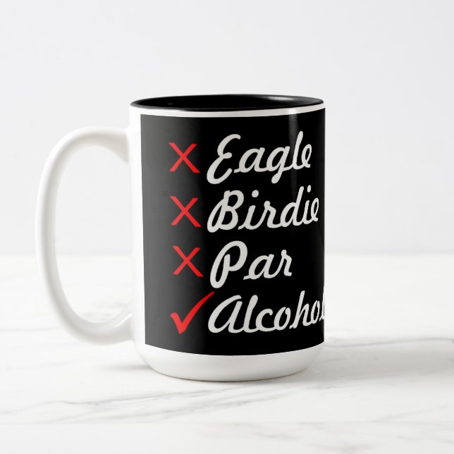 Eagle Birdie Par Alcohol Humor Två-Tonad Mugg (Vänster)