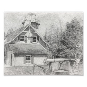 Eagle Bluff Lighthouse - Door County - Pencil Draw Fototryck