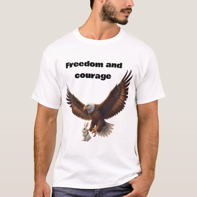 Eagle Carrying Bunny – Inspirational Freedom Desig T Shirt (Framsida)
