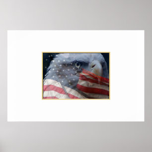 Eagle Close med Flagga Poster