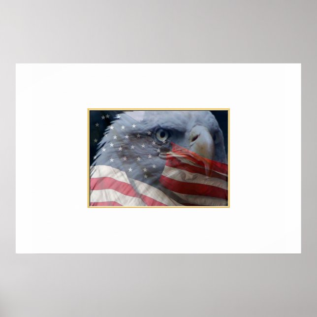 Eagle Close med Flagga Poster (Framsidan)