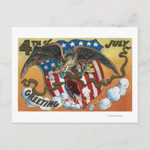Eagle Emblem Holding Fireworks, Flagga-Shield Vykort