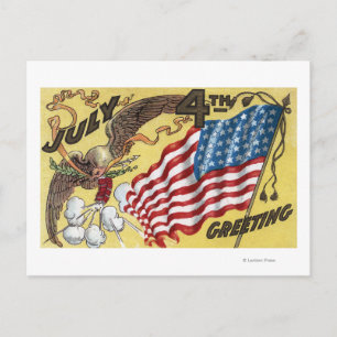 Eagle Emblem Holding Fireworks, Flagga Vykort