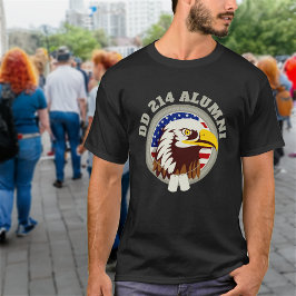 Eagle Emblem USA flagga | DD 214 Alumni Black T Shirt