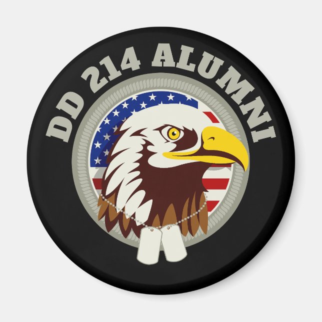 Eagle Emblem USA flagga | DD 214 Alumni Magnet (Framsidan)