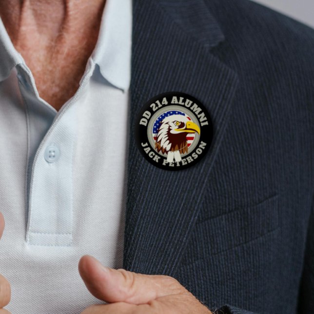 Eagle Emblem USA flagga | DD 214 Alumni Monogram Knapp (Skapare uppladdad)