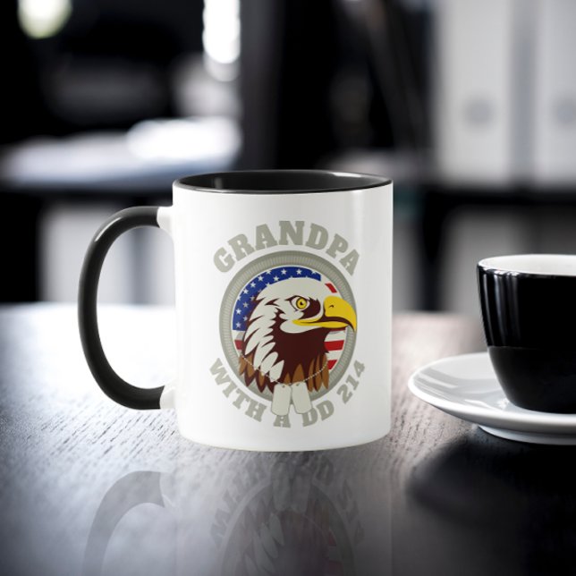 Eagle Emblem USA flagga | Grandpa DD 214 Black Mugg (Skapare uppladdad)