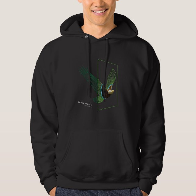 Eagle exiting digital space hoodie (Framsida)