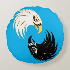 "Eagle Eye" Round Pillow - Blue Rund Kudde