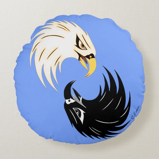 "Eagle Eye" Round Pillow - Purple Rund Kudde (Framsidan)