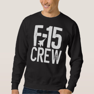 Eagle F 15 Silhouette Jet Fighter Crew and Team Fi Lång Ärmad Tröja
