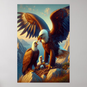 Eagle-familjens kapsling överst ett klipp under 24 poster