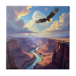 Eagle Flying over a Canyon Kakelplatta