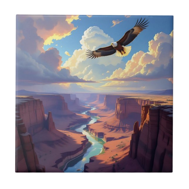 Eagle Flying over a Canyon Kakelplatta (Framsidan)