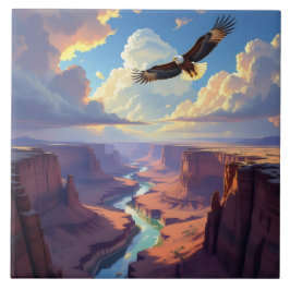 Eagle Flying over a Canyon Kakelplatta