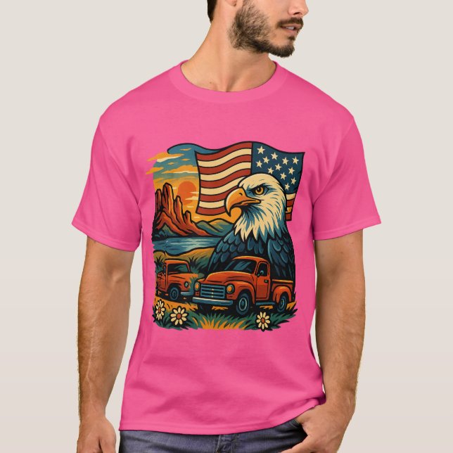 Eagle Glory Vintage Tee - Patriotic American Flagg (Framsida)