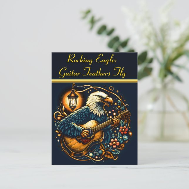 Eagle Guitarist under natten Himlar Vykort (Stående Fram)