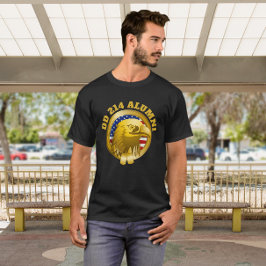 Eagle Guld Emblem USA flagga | DD 214 Alumni Black T Shirt