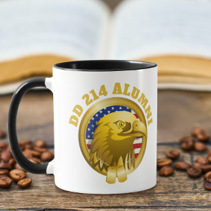 Eagle Guld Emblem USA flagga DD 214 Alumni Mugg