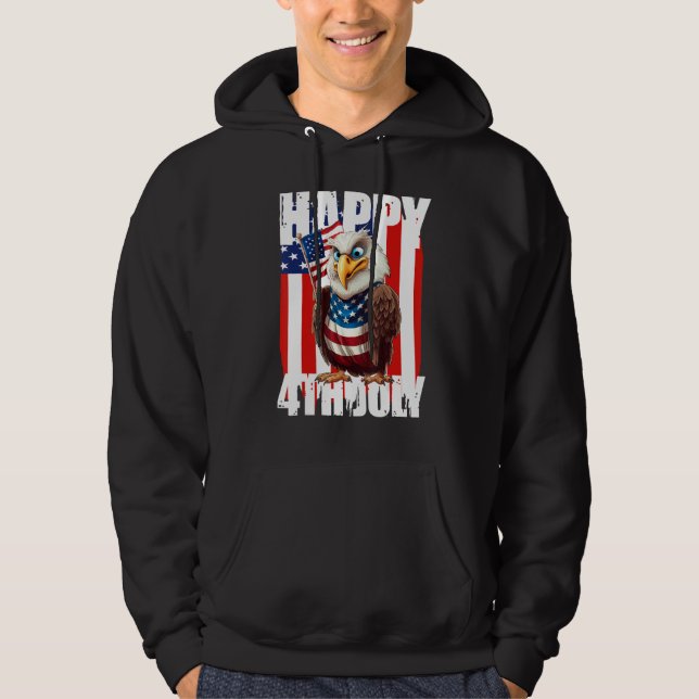 Eagle Happy 4th Of July Patriotic American 1 Hoodie (Framsida)