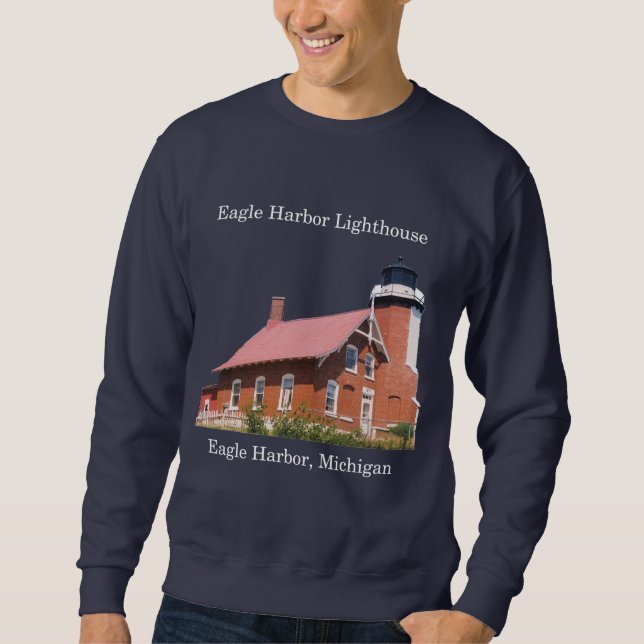 Eagle Harbour Lighthouse mörk shirt Lång Ärmad Tröja (Framsida)