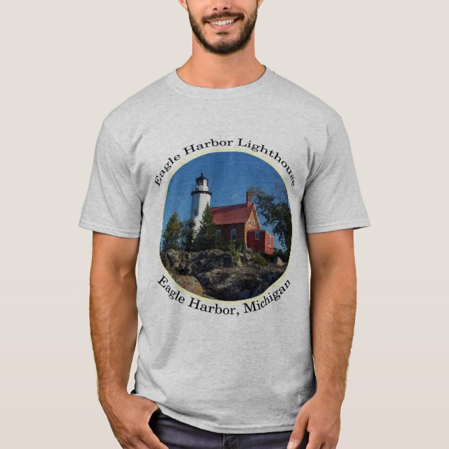 Eagle Harbour Lighthouse oval Light shirt T (Framsida)