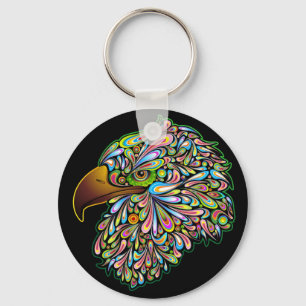 Eagle Hawk Psychedelic Design Keychain Nyckelring