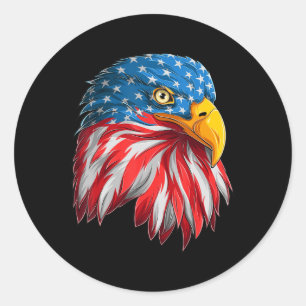 Eagle Head American Flagga Patriotic 4:e juli Runt Klistermärke