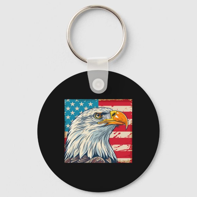 Eagle Head USA flagga USA Flagga Nyckelring (Framsida)
