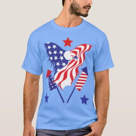 Eagle i American Flagga Rockets Patriotic Helgdag T Shirt