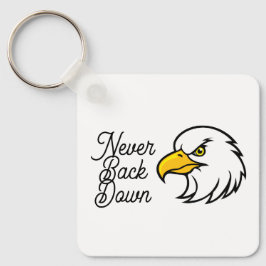 Eagle Keychain  Never Back Down Motivational Quote Nyckelring