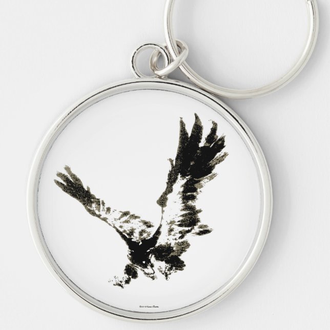 Eagle Keychain Rund Silverfärgad Nyckelring (Framsidan)