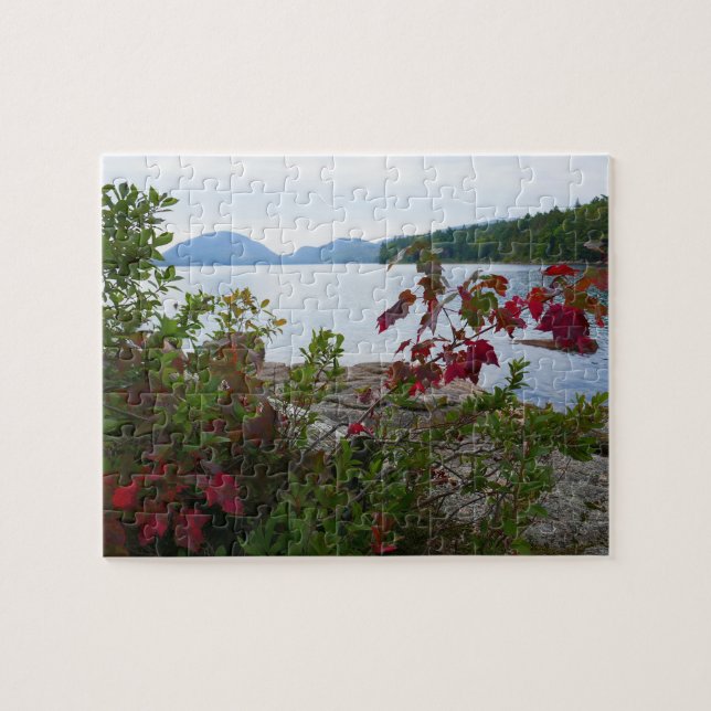 Eagle Lake och röda lönnlöv I Pussel (Horisontell)