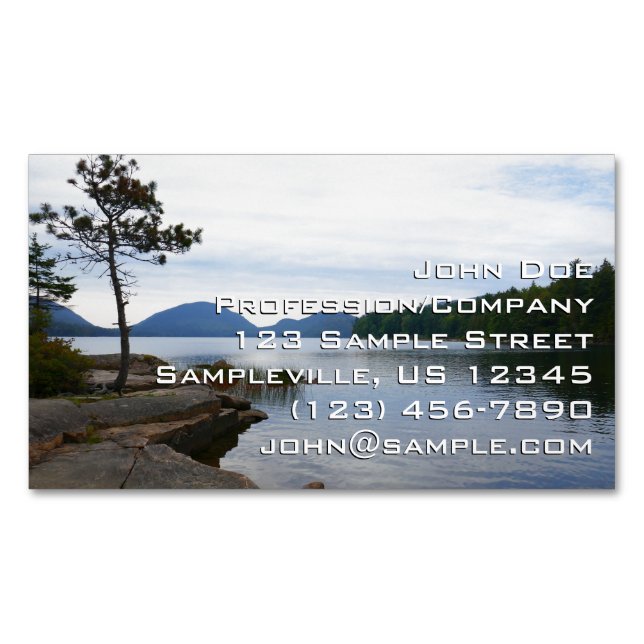 Eagle Lake vid Acadia National Park Magnetiska Visitkort (Framsida)