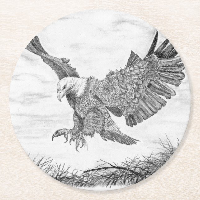 Eagle Landing Underlägg Papper Rund (Framsidan)