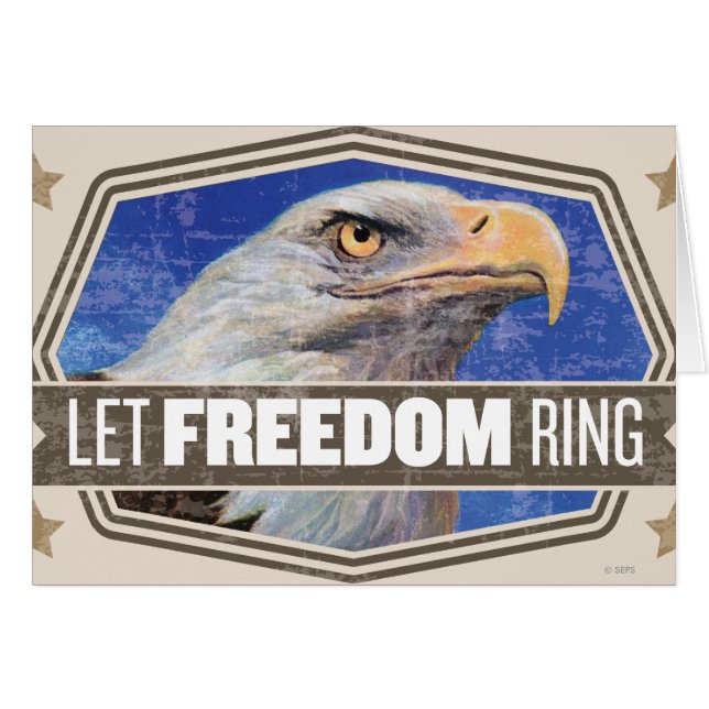 Eagle-Let Freedom Ring Hälsningskort (Framsidan Horizontal)