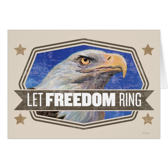 Eagle-Let Freedom Ring Hälsningskort (Framsidan Horizontal)