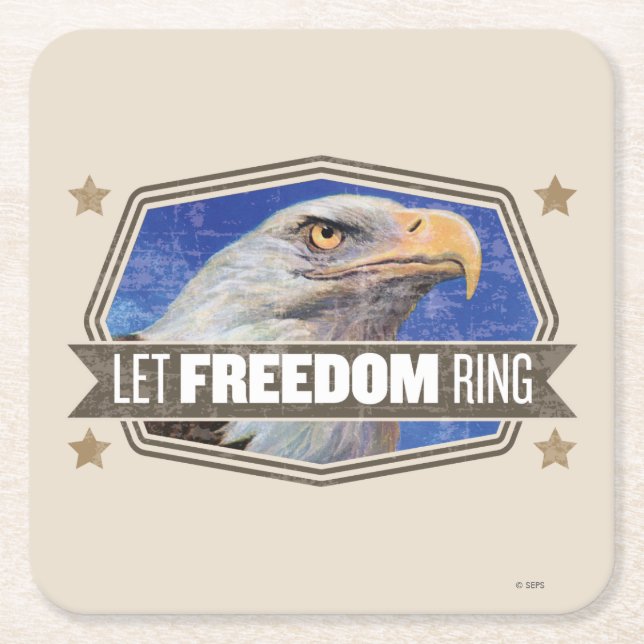 Eagle-Let Freedom Ring Underlägg Papper Kvadrat (Framsidan)