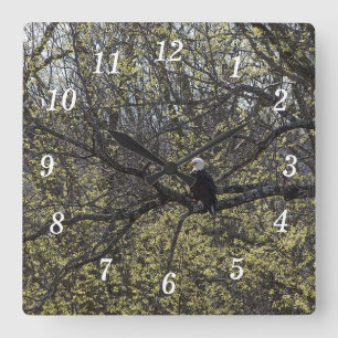 Eagle Lookout Painterly Wall Clock Fyrkantig Klocka