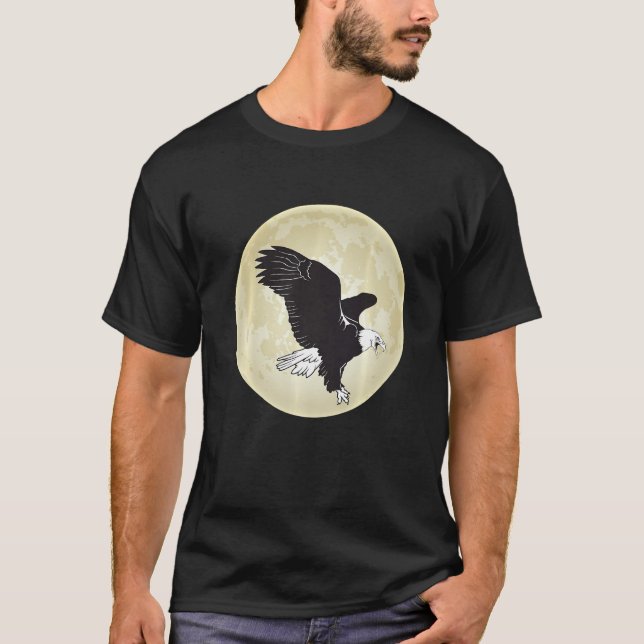 Eagle Måne Falconry med Hawk och Falcon T Shirt (Framsida)